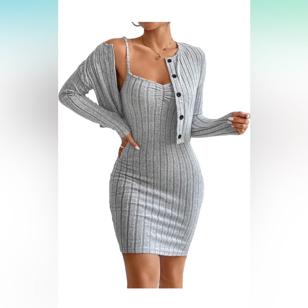 NWT Make me chic 2 piece women’s dress and sweater set